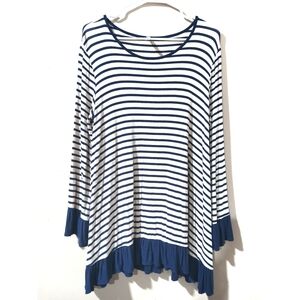 YEE Soft Striped A-Line Tunic Top L